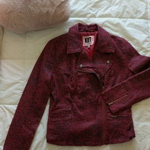 Leopard Faux Suede Moto Jacket